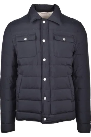 ELEVENTY Homme, Vestes, Bleu, Taille: M Doudoune avec fermeture éclair et boutons-pression