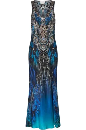 Camilla Femme, Robes, Multicolore, Taille: 38 FR Robe en Soie Ornée de Cristaux