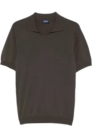 DRUMOHR Homme, Tops, Brun, Taille: M Polo en Coton Marron Manches Courtes