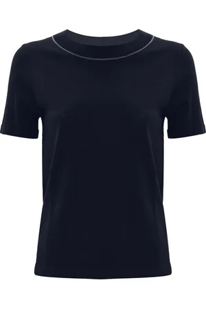 Kocca Femme, Pulls, Bleu, Taille: 36 FR T-shirt avec détail brillant sur le col rond