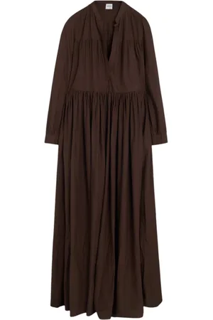 Aspesi Femme, Robes, Brun, Taille: 36 FR Robe en popeline de coton avec décolleté en V