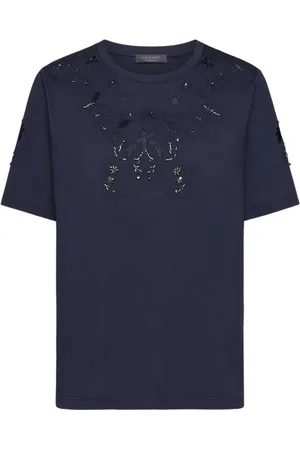 Elena Miro Femme, Tops, Bleu, Taille: 46 FR T-shirt Bleu Élégant pour Femmes