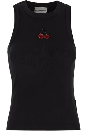 Des Phemmes Femme, Tops, Noir, Taille: 38 FR Haut sans Manches Cerises