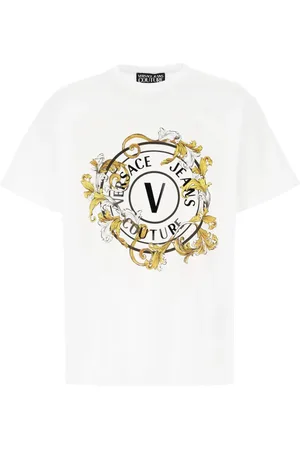 VERSACE Homme, Tops, Blanc, Taille: S T-shirt Casual en Coton pour Homme