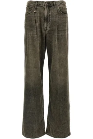 R13 Femme, Jeans, Gris, Taille: W25 Pantalon Large Plissé