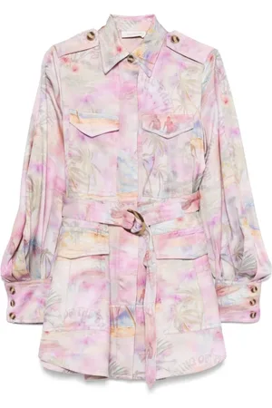 ZIMMERMANN Femme, Robes, Multicolore, Taille: 38 FR Robe Veste Imprimée avec Taille Ceinturée
