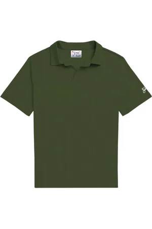 MC2 SAINT BARTH Homme, Tops, Vert, Taille: L Polo Militaire Coton Lyocell Manches Courtes