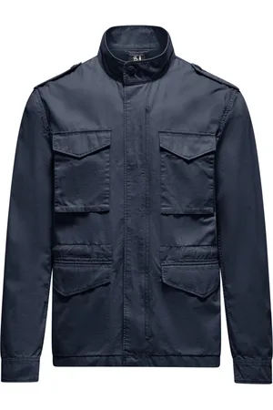 Bomboogie Homme, Vestes, Bleu, Taille: 2XL Military Jacket with Stand Collar