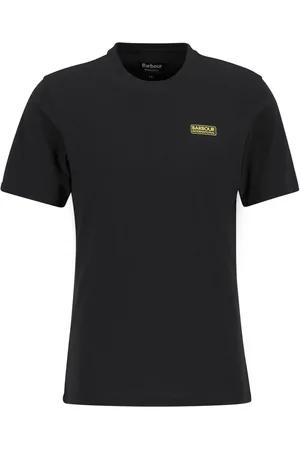 Barbour Homme, Tops, Noir, Taille: 3XL T-shirt en Coton Noir avec Logo Manches Courtes