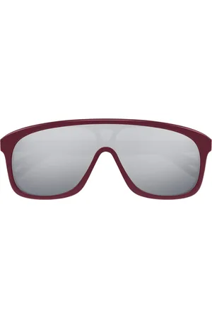 Chloé Femme, Accessoires, Rouge, Taille: ONE Size Lunettes de Soleil Pilote Sportives Bourgogne Argent Miroir