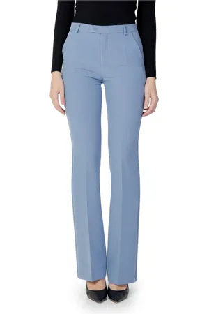SANDRO FERRONE Femme, Pantalons, Bleu, Taille: 40 FR Pantalon Bleu Clair Uni Fermeture Éclair
