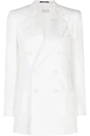 Maison Margiela Femme, Vestes, Blanc, Taille: 36 FR Blazer Blanc en Coton à Double Boutonnage