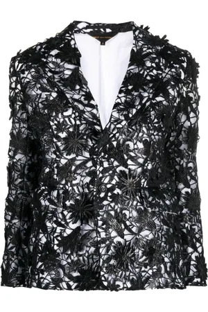 Comme des Garçons Femme, Vestes, Noir, Taille: 40 FR Blazer en Dentelle Florale