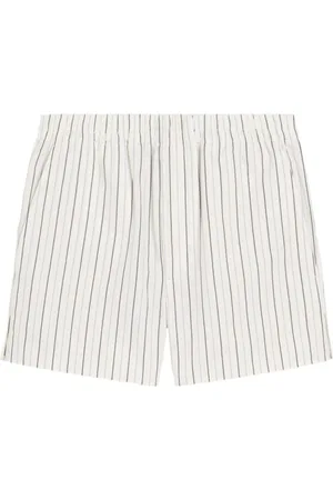 Ami Femme, Shorts, , Taille: 36 FR Short Blanc à Rayures Noires et Bleues