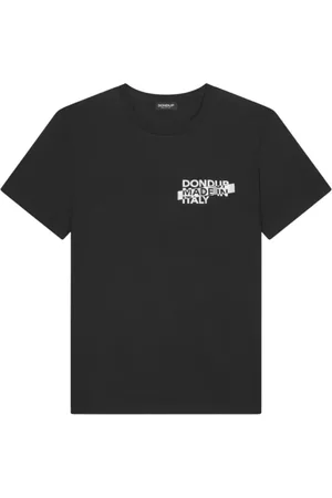 Dondup Homme, Tops, Noir, Taille: S T-shirt Noir à Logo Imprimé Manches Courtes