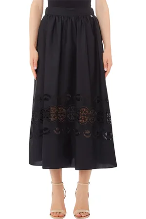 Liu Jo Femme, Jupes, Noir, Taille: 38 FR Jupe Bleu Marine avec Motif TS