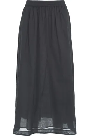 Kaos Femme, Jupes, Noir, Taille: 36 FR Jupe Midi en Coton Noir avec Plis