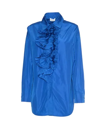 P.A.R.O.S.H. Femme, Blouses et Chemises, Bleu, Taille: 40 FR Chemise Bleu Ciel à Volants