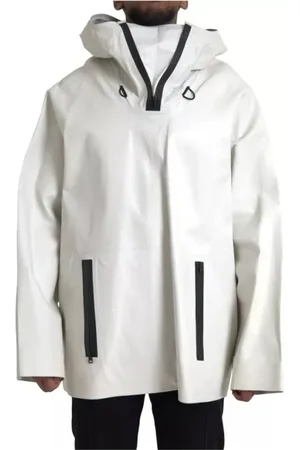 Bottega Veneta Homme, Vestes, Blanc, Taille: L Veste en Cuir Blanc Imperméable Blouson