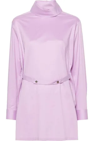 Issey Miyake Femme, Robes, Violet, Taille: 42 FR Chemise Longue en Popeline Violette