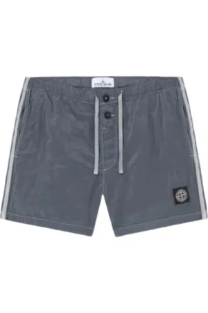 Stone Island Homme, Maillots de bain, Gris, Taille: L Short de Bain en Nylon Métallique Bleu