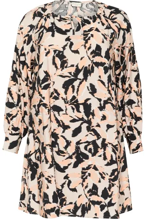 Kaffe Femme, Robes, Multicolore, Taille: 50 FR Robe avec feuille floue et manches bouffantes