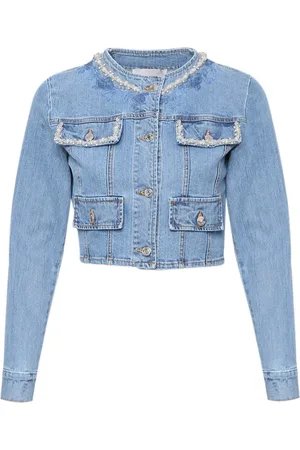 ERMANNO SCERVINO Femme, Vestes, Bleu, Taille: 40 EU Veste en jean avec applications