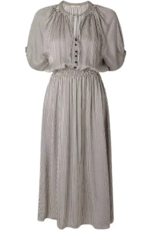 Sessun Femme, Robes, Noir, Taille: 42 FR Robe Amber Plissée avec Taille Smock