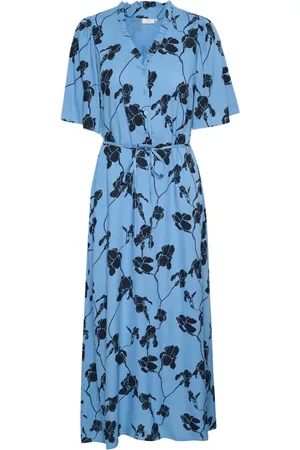Kaffe Femme, Robes, Multicolore, Taille: 42 FR Riviera/Black Flower Print Robe Longue
