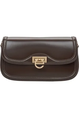Estro Femme, Sacs, Brun, Taille: ONE Size Petit sac à bandoulière marron foncé pour femmes avec matériel doré Er00115778