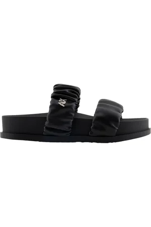 Armani Exchange Femme, Chaussures, Noir, Taille: 39 EU Sandales Noires à Bandeau Logo
