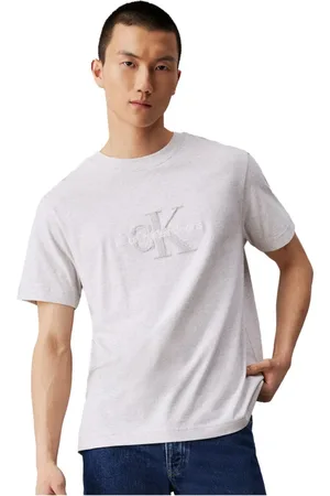 Calvin Klein Homme, Tops, Gris, Taille: M T-shirt en Coton avec Logo - Coupe Droite