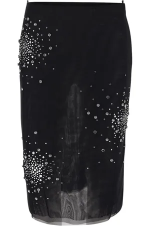 Des Phemmes Femme, Jupes, Noir, Taille: 40 FR Jupe avec strass et fermeture éclair latérale cachée