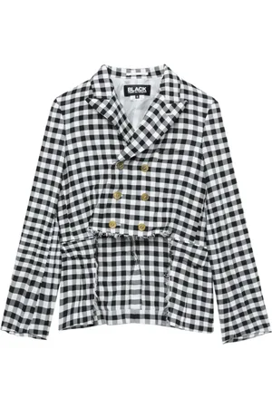 Comme des Garçons Femme, Vestes, Noir, Taille: 38 FR Veste à Carreaux avec Découpe