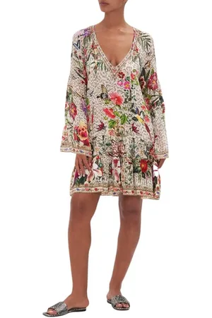 Camilla Femme, Robes, Multicolore, Taille: 40 FR Robe en soie avec embellissement en cristal