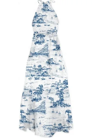 MC2 SAINT BARTH Femme, Robes, Multicolore, Taille: 38 FR Robe en coton imprimé à col halter