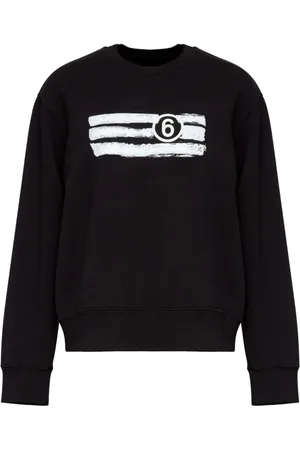 Maison Margiela Femme, Sweatshirts et sweats à capuche, Noir, Taille: 38 FR Pull à Col Rond Imprimé Noir