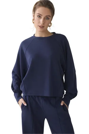 Summum Woman Femme, Sweatshirts et sweats à capuche, Bleu, Taille: 40 FR Haut à Manches Longues en Scuba Doux Pull Bleu
