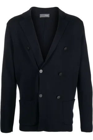 DRUMOHR Homme, Vestes, Bleu, Taille: 2XL Navy Merino Wool Cardigan