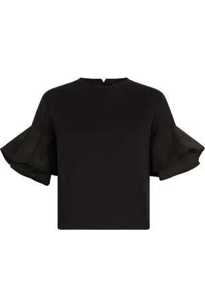 Liu Jo Femme, Blouses et Chemises, Noir, Taille: 42 FR Élégant T-shirt en Coton Noir