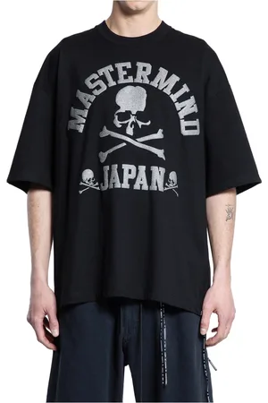 MASTERMIND Homme, Tops, Noir, Taille: L T-shirt Noir en Coton avec Impression Logo