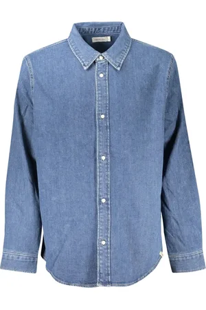 Calvin Klein Homme, Chemises, Bleu, Taille: S Chemise en Denim Bleu Col Italien