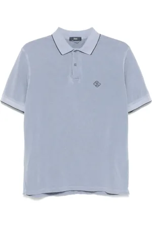 HERNO Homme, Tops, Bleu, Taille: M Polo Bleu à Manches Courtes