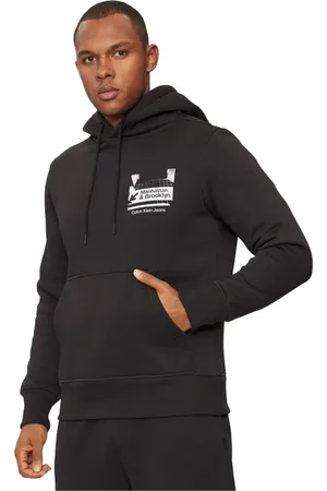 Calvin Klein Homme, Sweatshirts et sweats à capuche, Noir, Taille: S Sweat à capuche imprimé logo