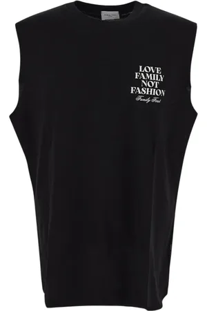 Family First Homme, Tops, Noir, Taille: S T-shirt en Coton avec Impression sur le Devant