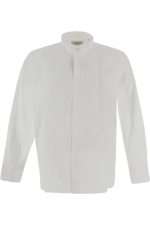 LANEUS Homme, Chemises, Blanc, Taille: 2XL Chemise Homme Élégante de Couleur Unie avec Décoration sur le Devant