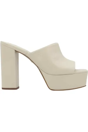 CARRANO Femme, Chaussures, Blanc, Taille: 35 EU Mules en Cuir avec Bout Carré