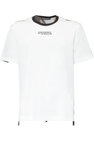 Dolce & Gabbana Homme, Tops, Blanc, Taille: L T-shirt avec Logo Brodé Imprimé Camo