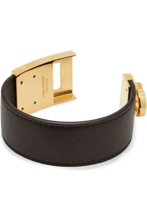 Salvatore Ferragamo Femme, Accessoires, Brun, Taille: ONE Size Bracelet Gancini en Agneau Noir