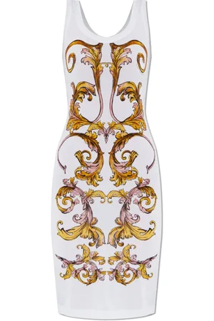 VERSACE Femme, Robes, Blanc, Taille: 38 FR Robe avec impression Barocco